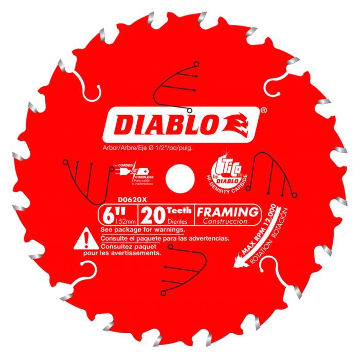 Diablo Tools 6 in. x 20 Tooth Framing Saw Blade for Porter Cable Saw Boss