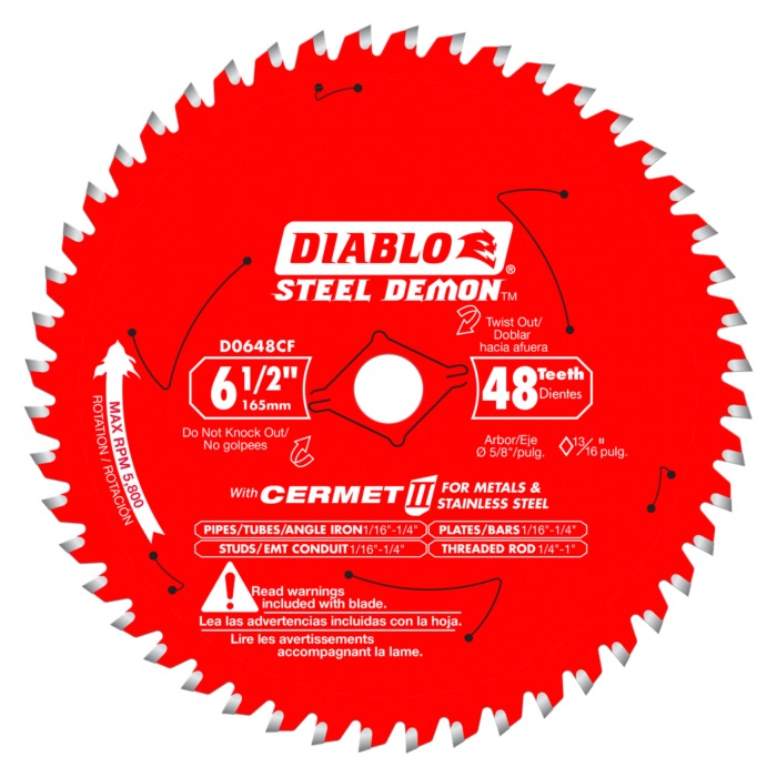 Diablo Tools 6-1/2 in. x 48 Tooth Steel Demon Cermet II Saw Blade for Metals and Stainless Steel