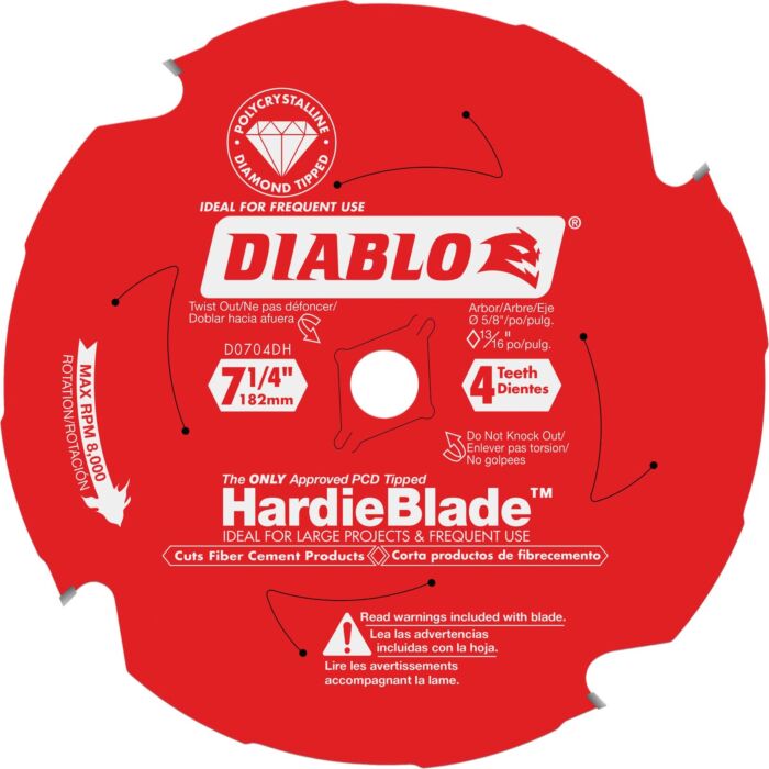Diablo HardieBlade 7-1/4 In. 4-Tooth PCD (Polycrystalline Diamond) Fiber Cement Circular Saw Blade