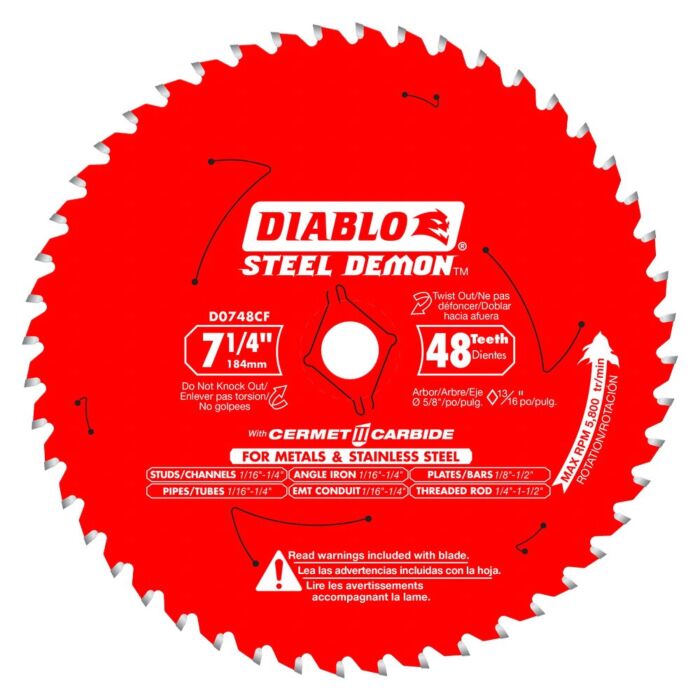 Diablo Tools 7-1/4 in. x 48 Tooth Steel Demon Cermet II Saw Blade for Metals and Stainless Steel