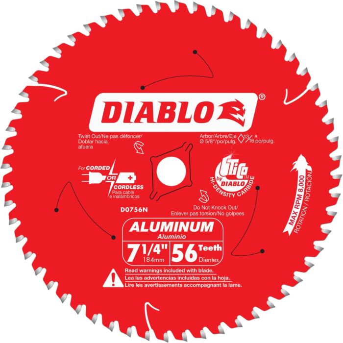 Diablo Tools Diablo 7-1/4 In. 56-Tooth Aluminum Circular Saw Blade, Bulk