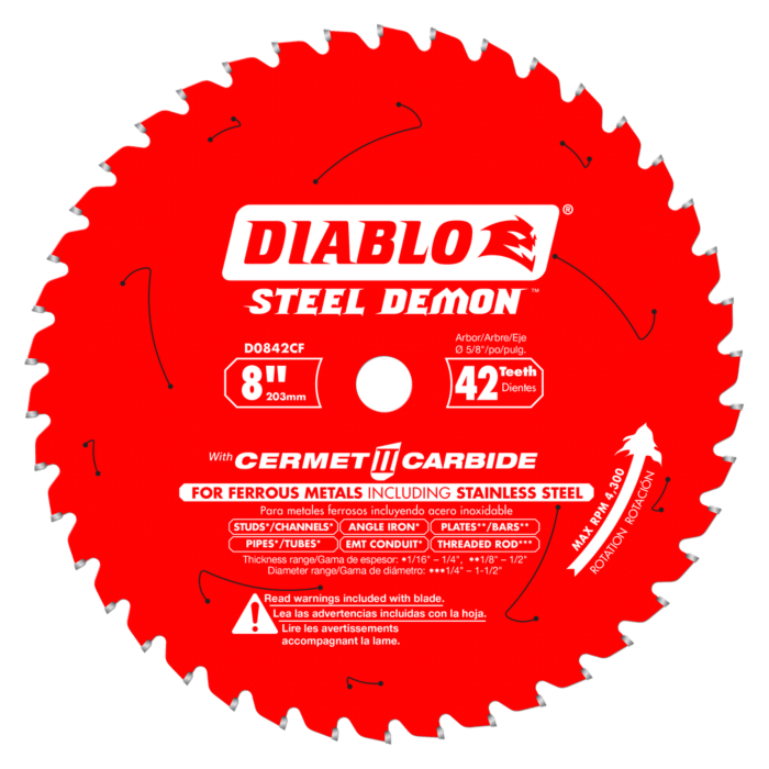 Diablo Tools 8 in. x 42 Tooth Steel Demon Cermet II Saw Blade for Metals and Stainless Steel