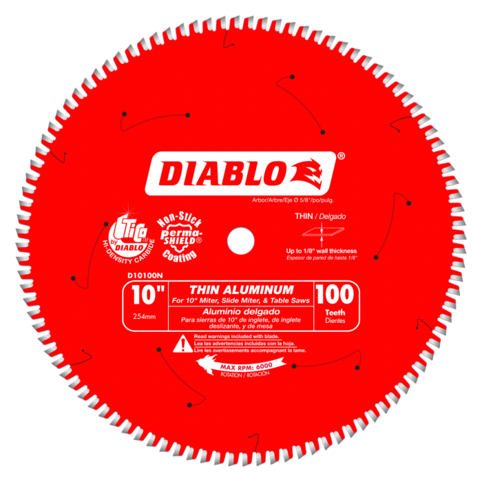 Diablo Tools 10 in. x 100 Tooth Thin Aluminum Cutting Saw Blade