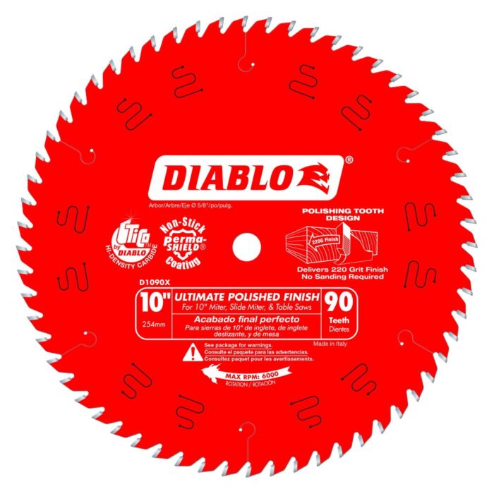 Diablo Tools 10 in. x 90 Tooth Ultimate Polished Finish Saw Blade