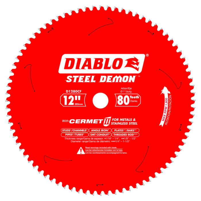 Diablo Tools 12 in. x 80 Tooth Steel Demon Cermet II Saw Blade for Metals and Stainless Steel