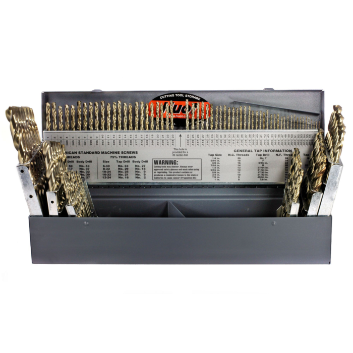 Drillco 115PC COBALT SET 1/16-1/2 BY 64ths #1-60 A-Z