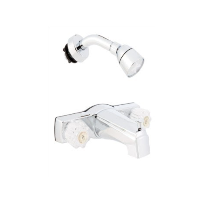 Plastic Chrome Center-Set Tub and Shower Faucet - 1/2 in.