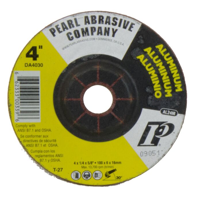 Pearl Abrasives Premium DC Grinding Wheel For Aluminum 4 x 1/4 x 5/8 AL24M T-27 DA4030