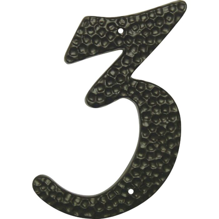 HY-KO Hy-Ko 3-1/2 In. Black Hammered House Number Three