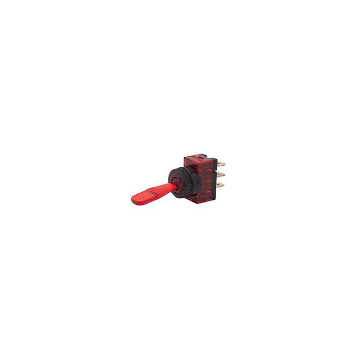 DC SPST ON-OFF Red Illuminated Toggle Switch, DC Rated Only
