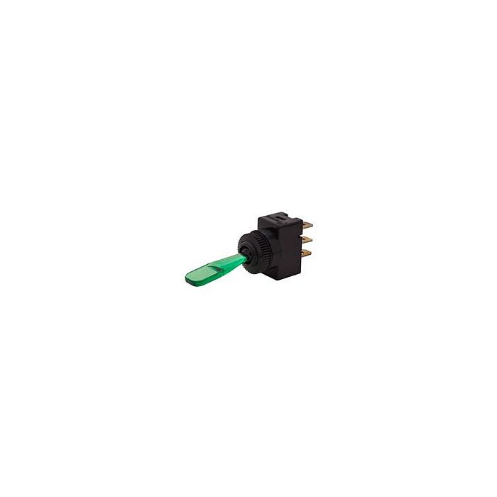 DC SPST ON-OFF Green Illuminated Toggle Switch, DC Rated Only