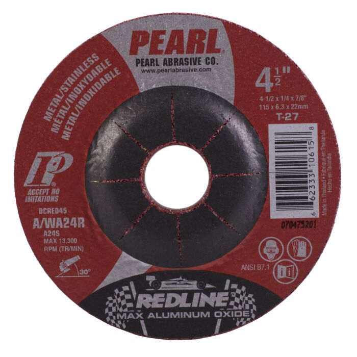 Pearl Abrasives 4-1/2X1/4X7/8 Redline™ Max-A.O.™ Depressed Center Wheels, A/WA24R, 25/Box