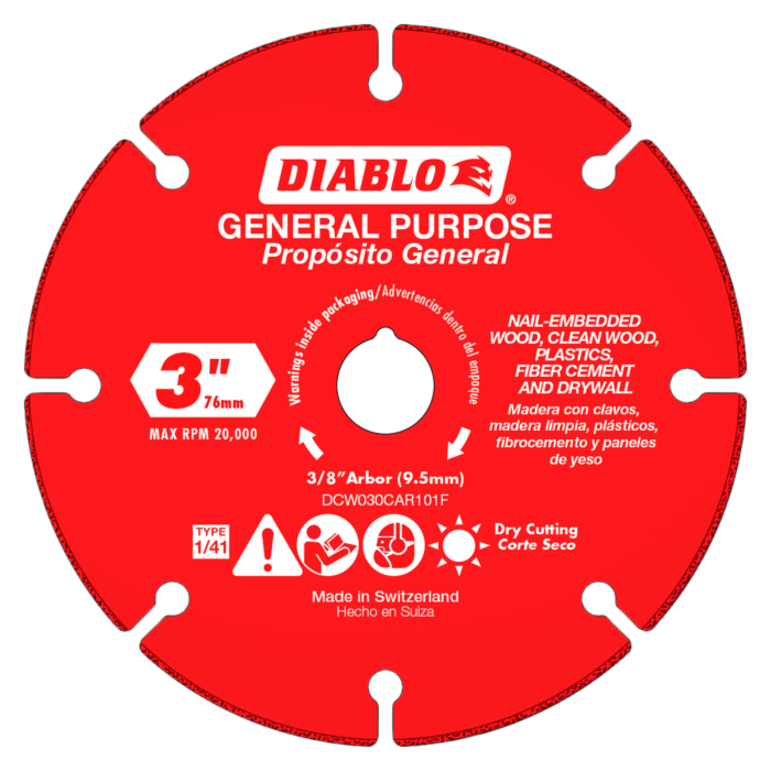 Diablo Tools 3 in. Carbide Grit Cut-Off Wheel for Multi-Materials