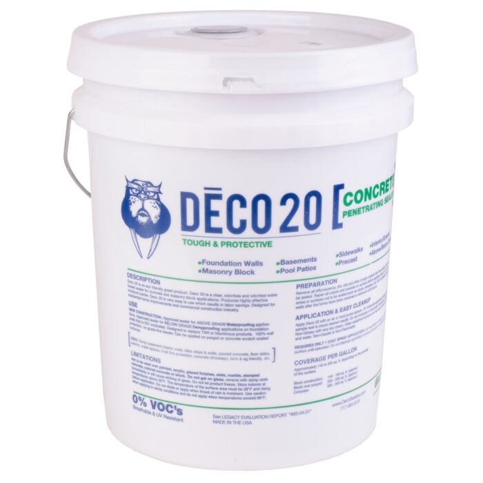 Deco Products Clear Penetrating Concrete Sealer - 5 Gallon Block - 125-150 sq/ft/gal  Concrete - 175-200 sq/ft/gal