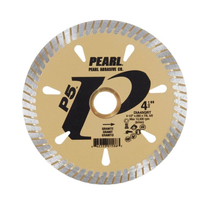 Pearl Abrasives 4-1/2 x .080 x 7/8, 5/8 Pearl P5™ Tile & Stone Blade, 8mm Rim