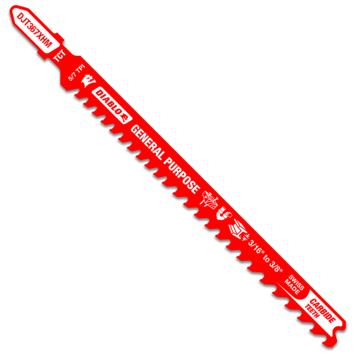 Diablo Tools 5-1/4 in. 5/7 TPI Carbide T-Shank Jig Saw Blade for General Purpose Applications