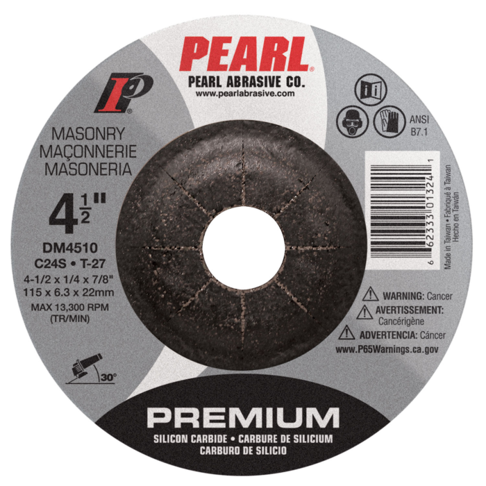 Pearl Abrasives Premium DC Grinding Wheels SC 4-1/2 x 1/4 x 7/8 C24S T-27 DM4510