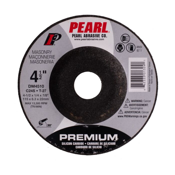 Pearl Abrasives Premium DC Grinding Wheels SC 4-1/2 x 1/4 x 7/8 C24S T-27 DM4510