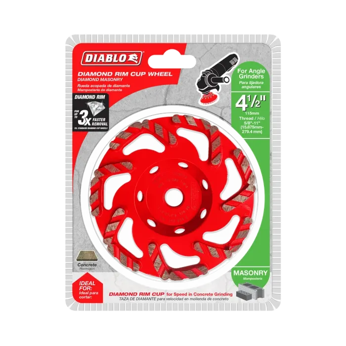 Diablo Tools Diamond Rim Cup Wheel for Masonry - 4-1/2 in.