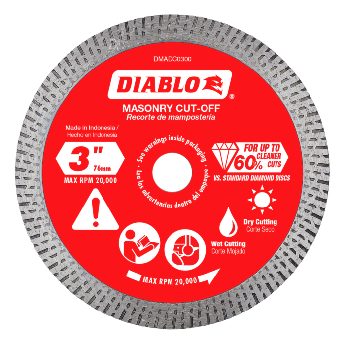 Diablo Tools 3 in. Diamond Continuous Rim Cut-Off Discs for Masonry