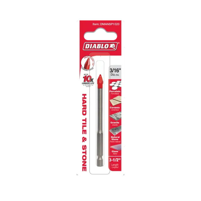 Diablo Tools Hard Tile & Stone Carbide Tipped Drill Bit - 3/16 in.