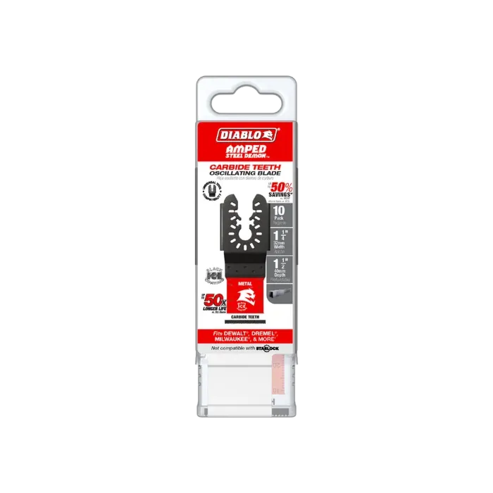 Diablo Tools AMPED™ Steel Demon™ Universal Fit Carbide Teeth Oscillating Blades for Metal (10pk) 1-1/4 in.