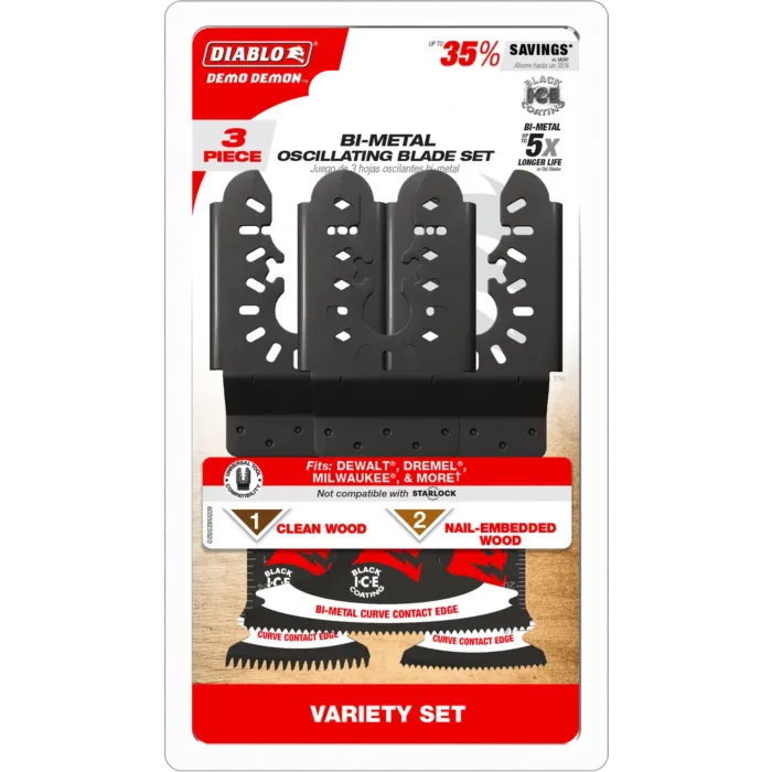Diablo Tools Demo Demon™ Universal Fit Bi-Metal Oscillating Blade Set (3pc)