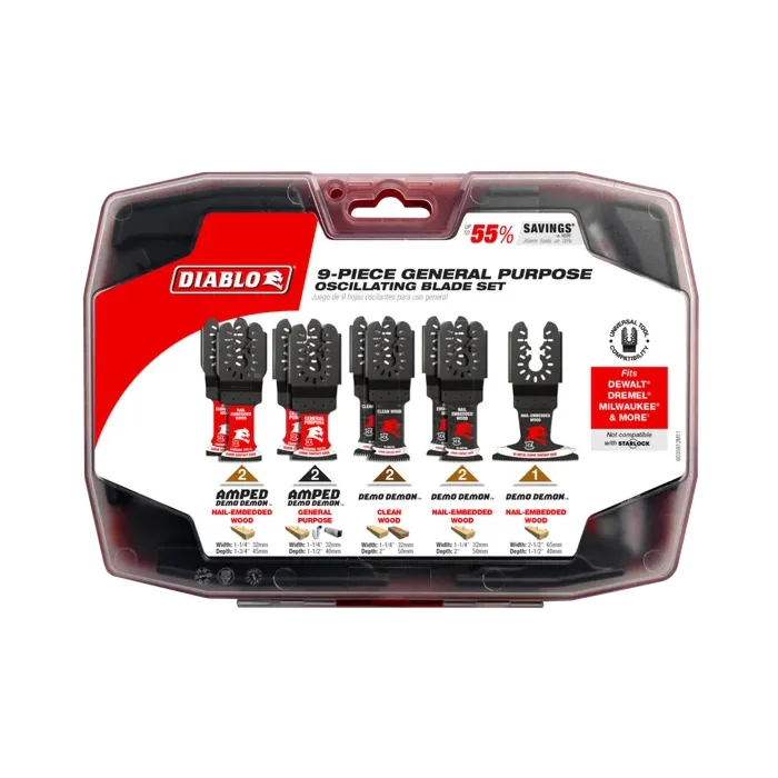 Diablo Tools Universal Fit General Purpose Oscillating Blade Set (9pc)