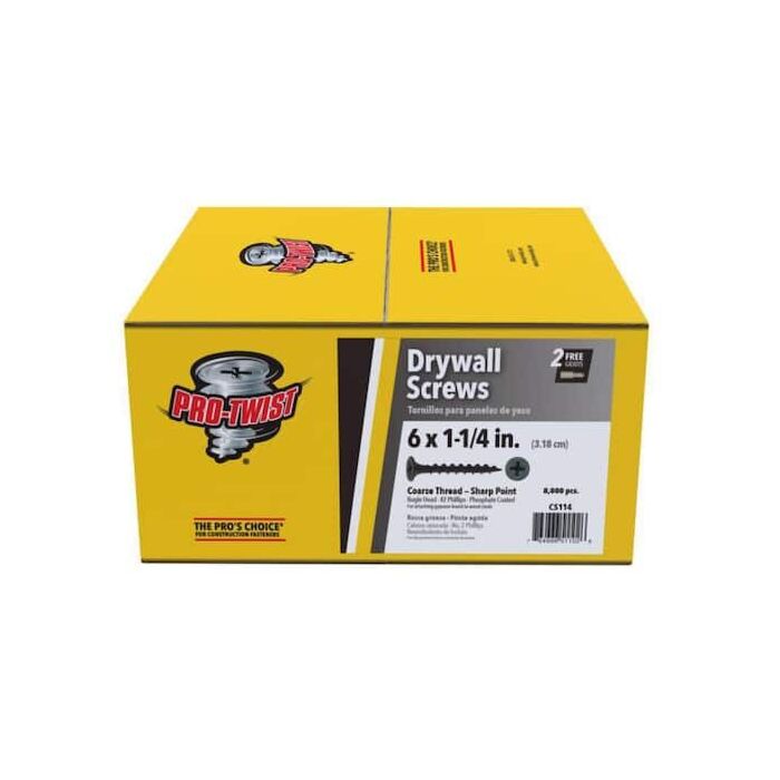 Grip-Rite #2 x 1-1/4 in Phillips Coarse Thread ProTwist Drywall Screw 8,000 pc Box