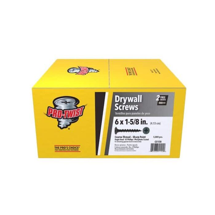 Grip-Rite #2 x 1-5/8 in Phillips Coarse Thread ProTwist Drywall Screw 5,000 pc Box