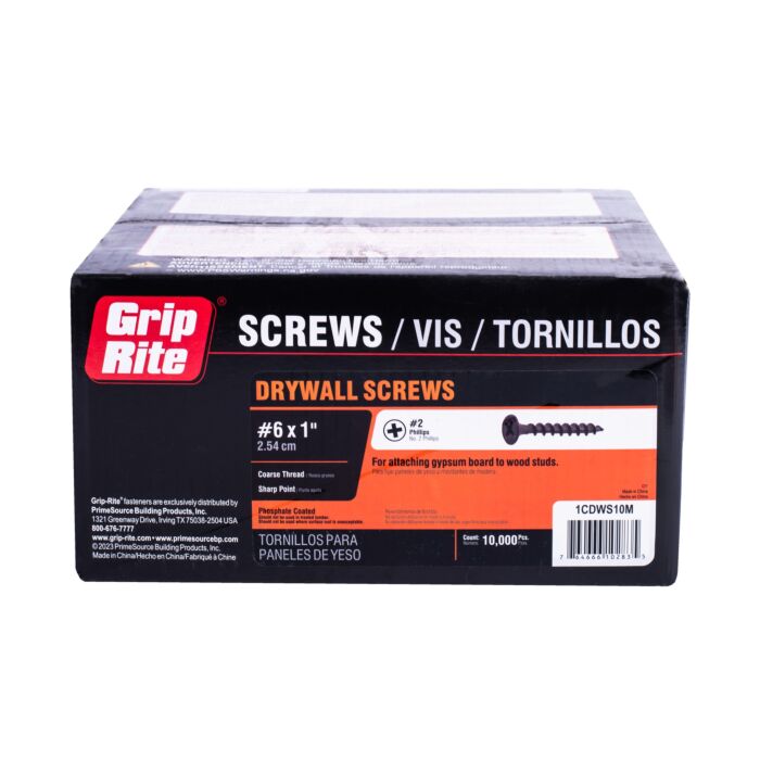 Grip-Rite #2 x 1 in Phillips Coarse Thread Drywall Screw 10,000 pc Box