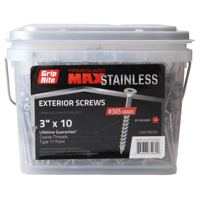 Grip-Rite PrimeGuard Max #10 X 3 In. Stainless Steel Star Deck Screw 352 Ct Jar