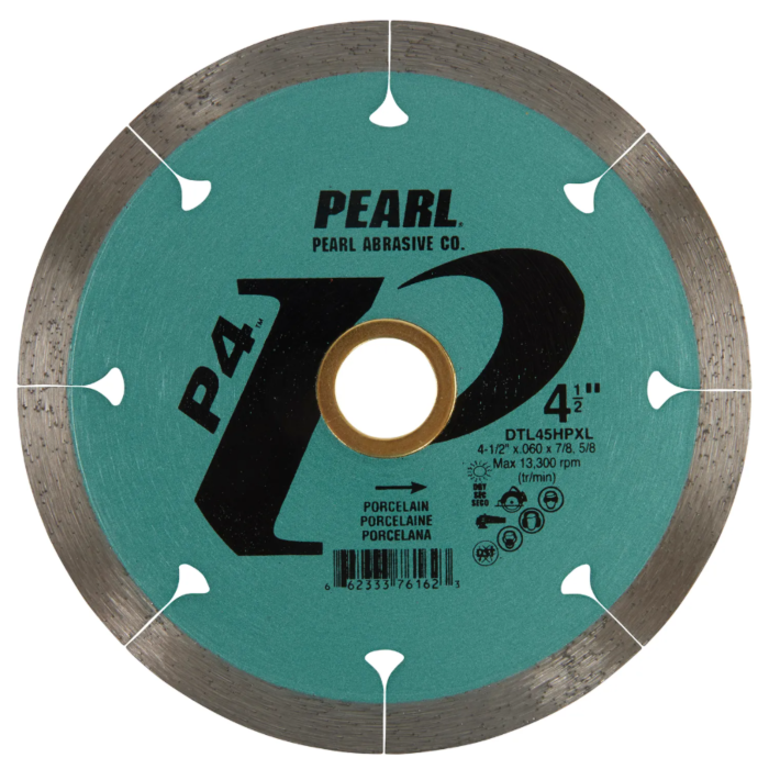 Pearl Abrasives 4-1/2 x .060 x 7/8, 5/8 Pearl P4™ Dry Porcelain Blade, 8mm Rim