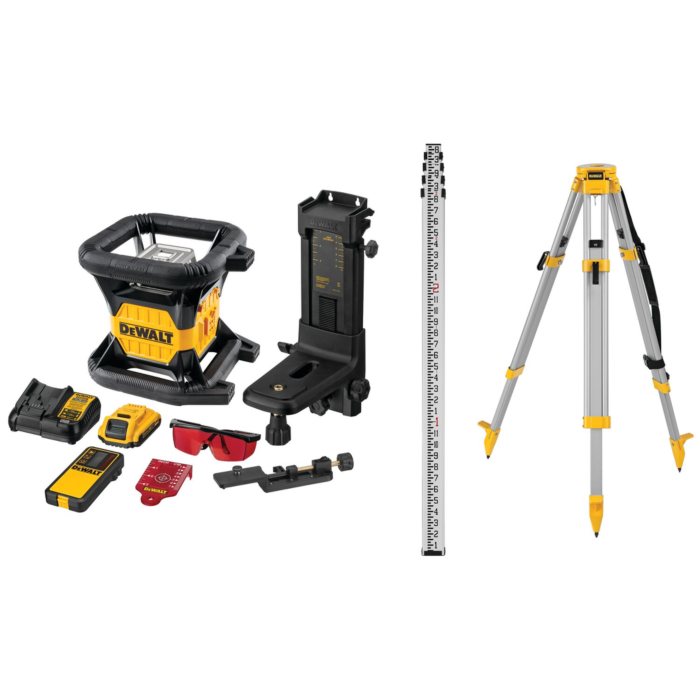 Dewalt 20V Max Laser Level Kit, Rotary, Red, 2000-Foot Range