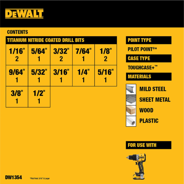 Dewalt IMPACT READY Titanium Nitride-Coating Drill Bit Sets w