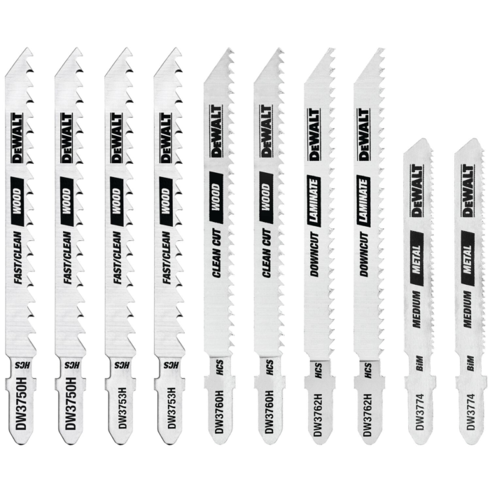 Dewalt T-Shank Jigsaw Blades Set w/ Case (10pc)