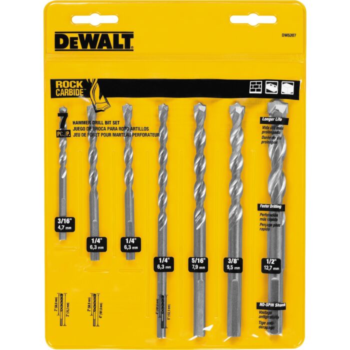 Dewalt Premium Percussion Masonry Drill (7pc)