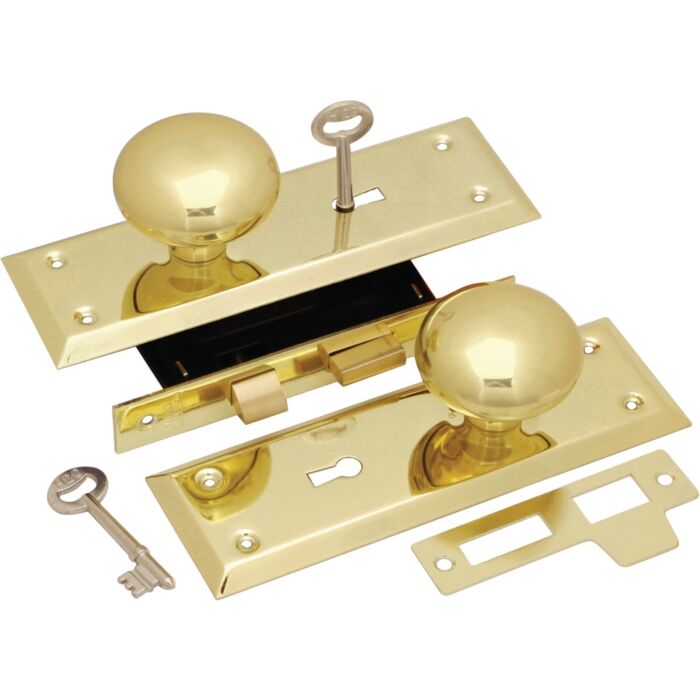 PRIME-LINE First Watch Security Brass Keyed Mortise Entry Lock Set with Brass Knob