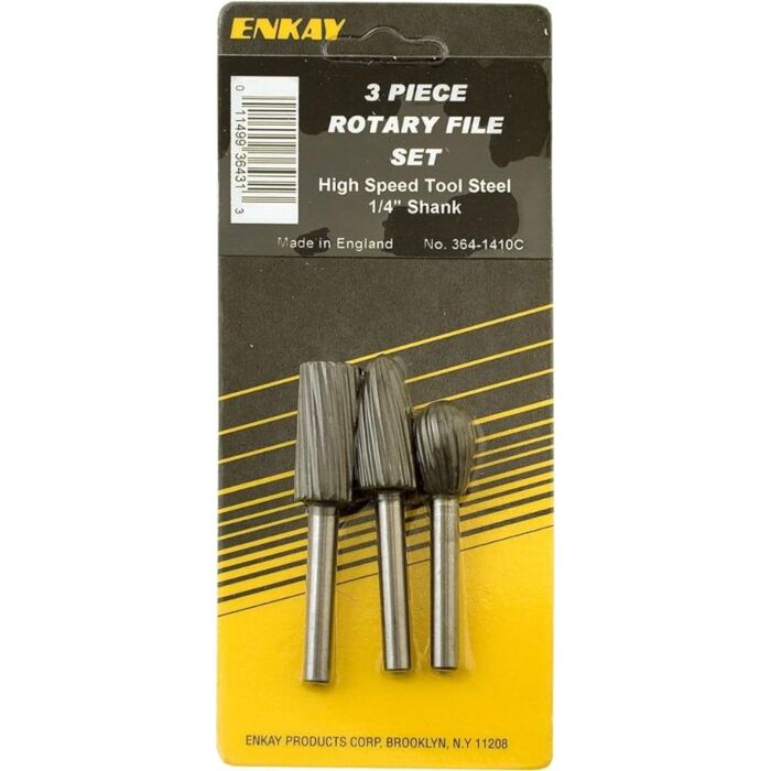Enkay 3 Pieces 1/4 in High Speed Rotary File Set