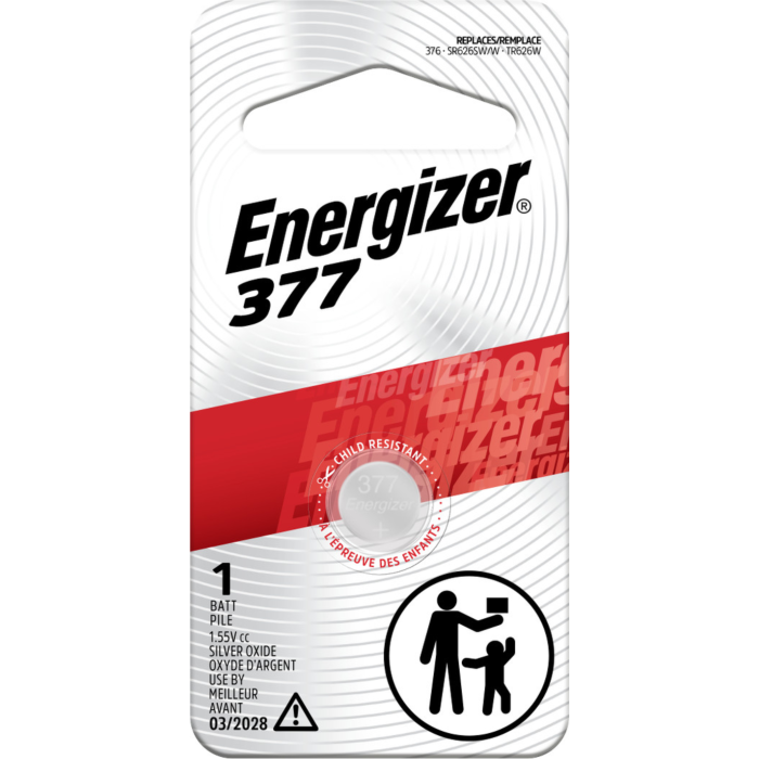 Energizer 377 Silver Oxide Button Battery, 1 Pack