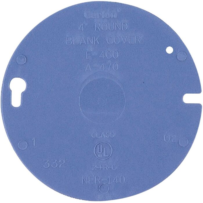 Carlon Round PVC Blank Box Cover (Blue) 4 in.
