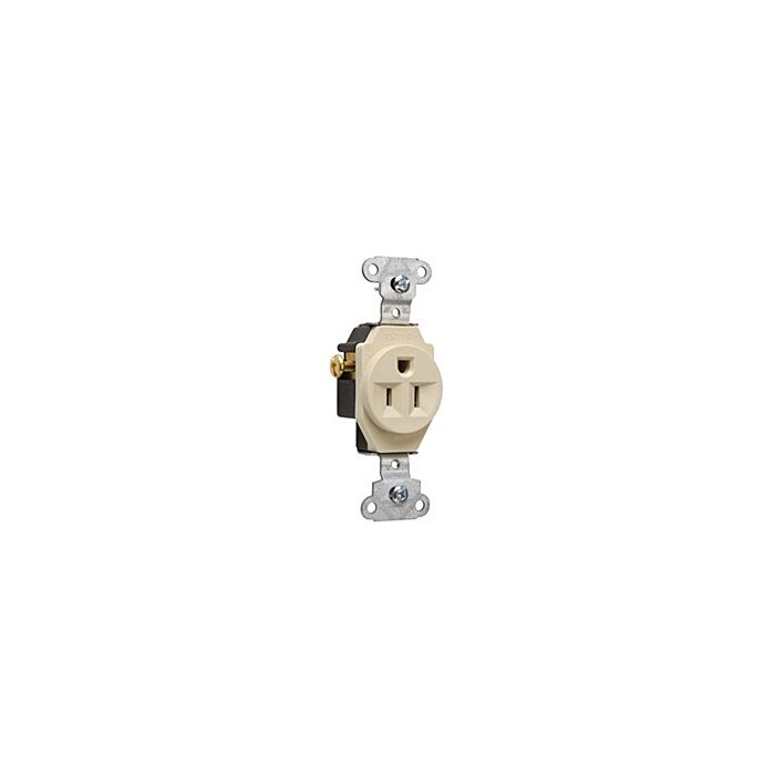 Pass & Seymour 15A 125V Heavy Duty Spec-Grade Single Receptacle, Side Wire, Ivory