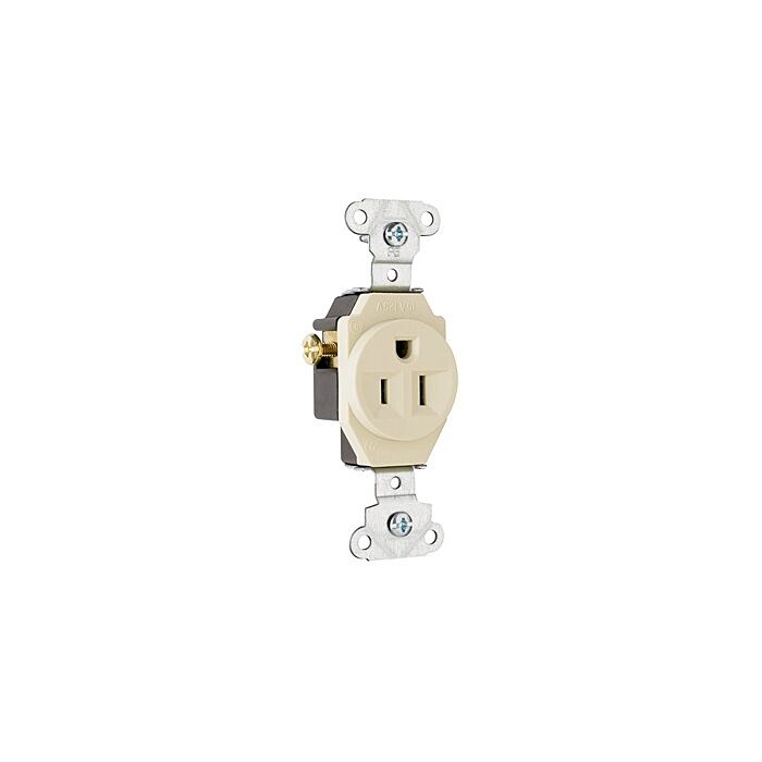 Pass & Seymour 15A 125V Heavy Duty Spec-Grade Single Receptacle, Side Wire, Light Almond