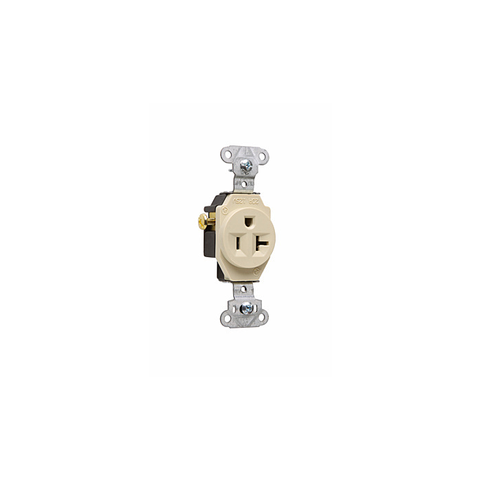 Pass & Seymour 20A 125V Heavy Duty Spec-Grade Single Receptacle, Side Wire, Ivory