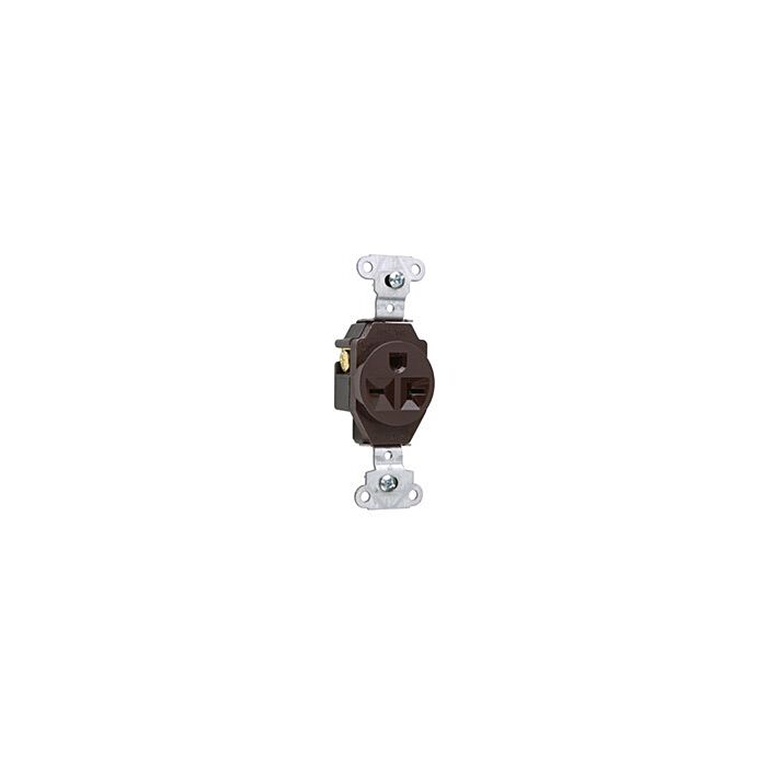 Pass & Seymour 20A 250V Heavy Duty Spec-Grade Single Receptacle, Side Wire, Brown