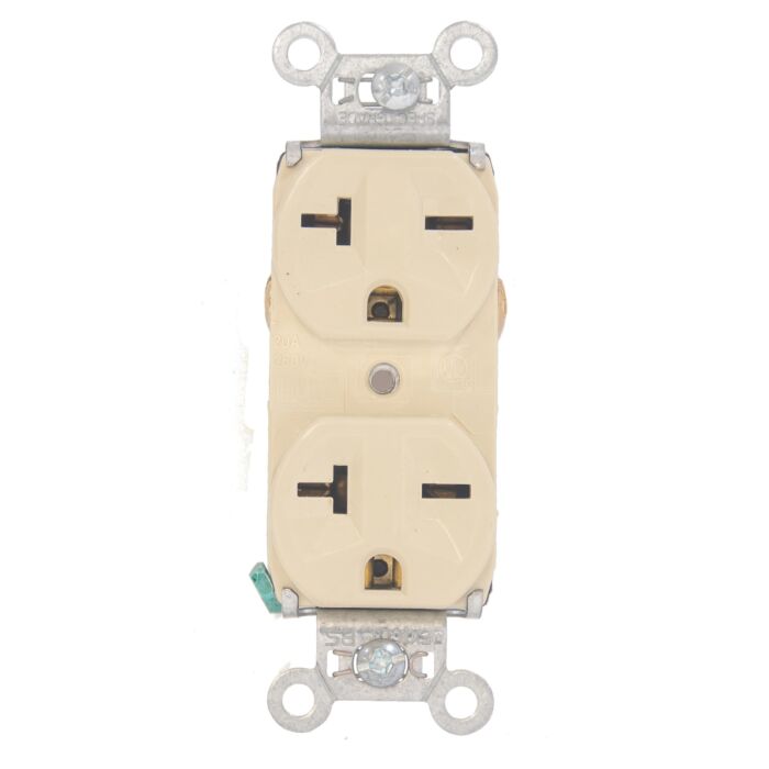 Pass & Seymour 20A 250V Heavy Duty Spec-Grade Duplex Receptacle, Back and Side Wire, Ivory