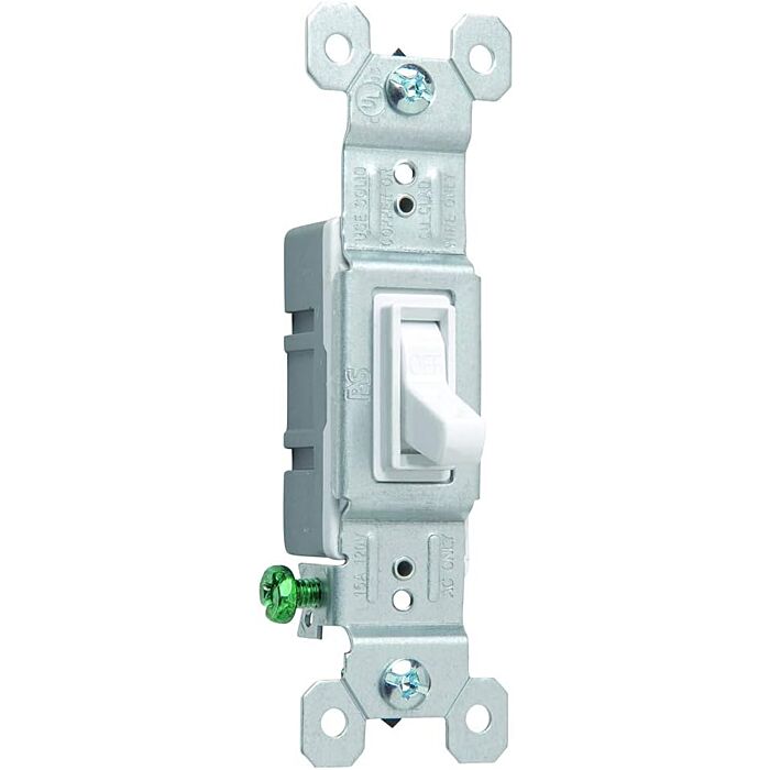 Pass & Seymour 1P SW 15A 120V GRD WH 10PK