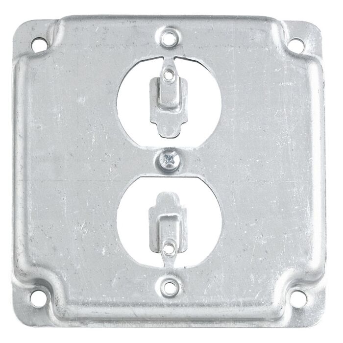 Thomas & Betts Duplex Receptacle Steel Square Box Cover (Silver)