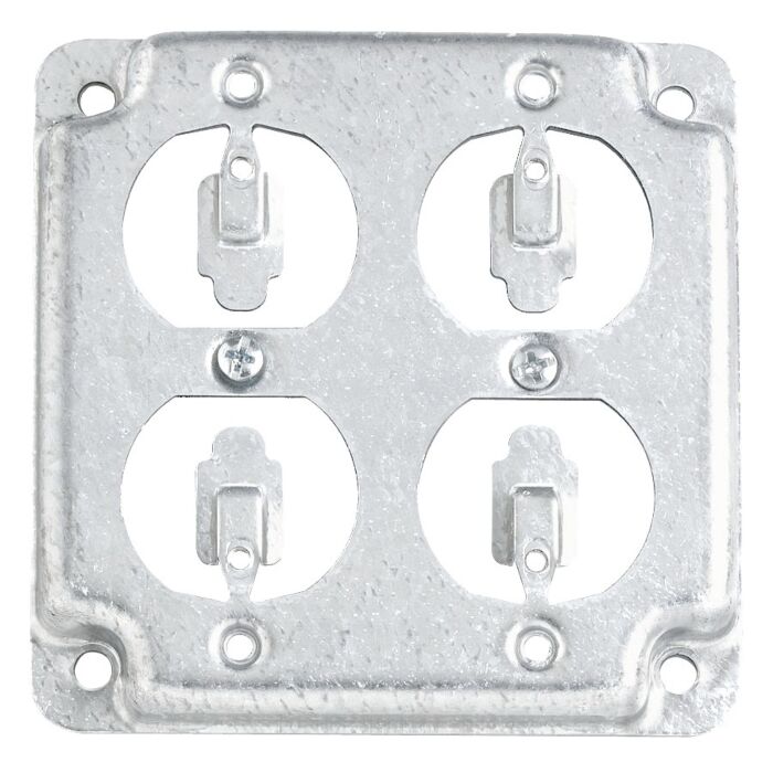 Thomas & Betts 2 Duplex Receptacle Steel Square Box Cover (Silver)