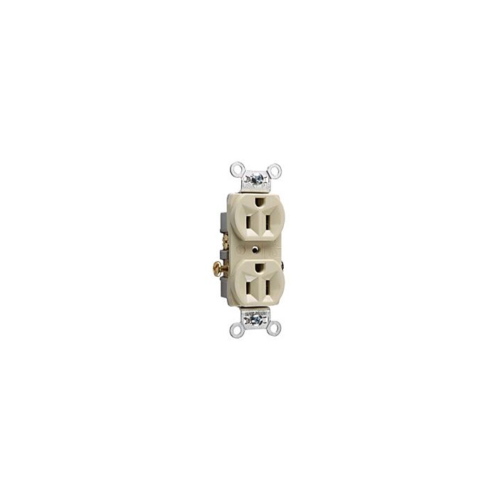 Pass & Seymour 15A 125V Commercial Spec-Grade Duplex Receptacle, Side Wire, Ivory